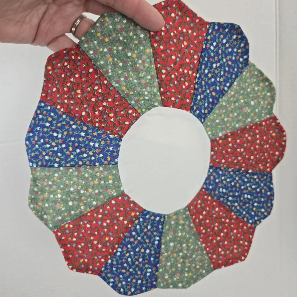6 Hand Stitched Flower Quilt Fabric Pieces Pillow Covers with Plain Backs READ